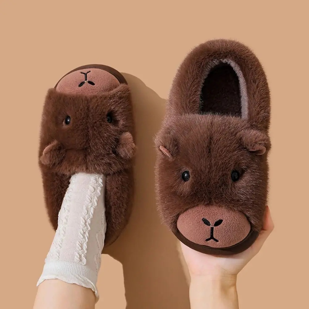 

Homewear Winter Capybara Slippers Soft Anti-slip Cartoon Furry Slippers Thick Soled Thicken Warm Home Cotton Shoes Gifts