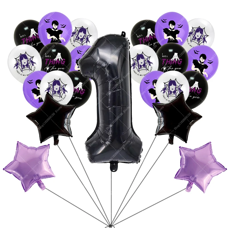 

23PCS Anime Balloon Number 1-10 Kids Birthday Party Supplies Wednesdayed Cute Balloons Set Home Decor Accessories Children Gifts
