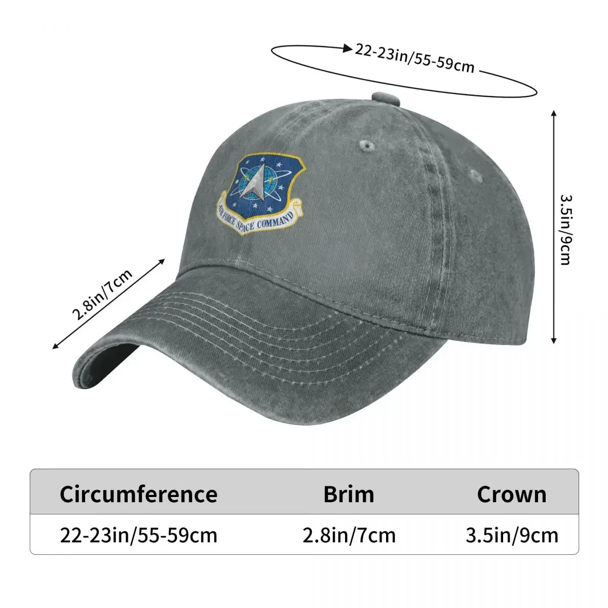 Air Force Space Command Shield Emblem Baseball Caps Washed Denim Hats Outdoor Adjustable Casquette Sports Baseball Cowboy Hat