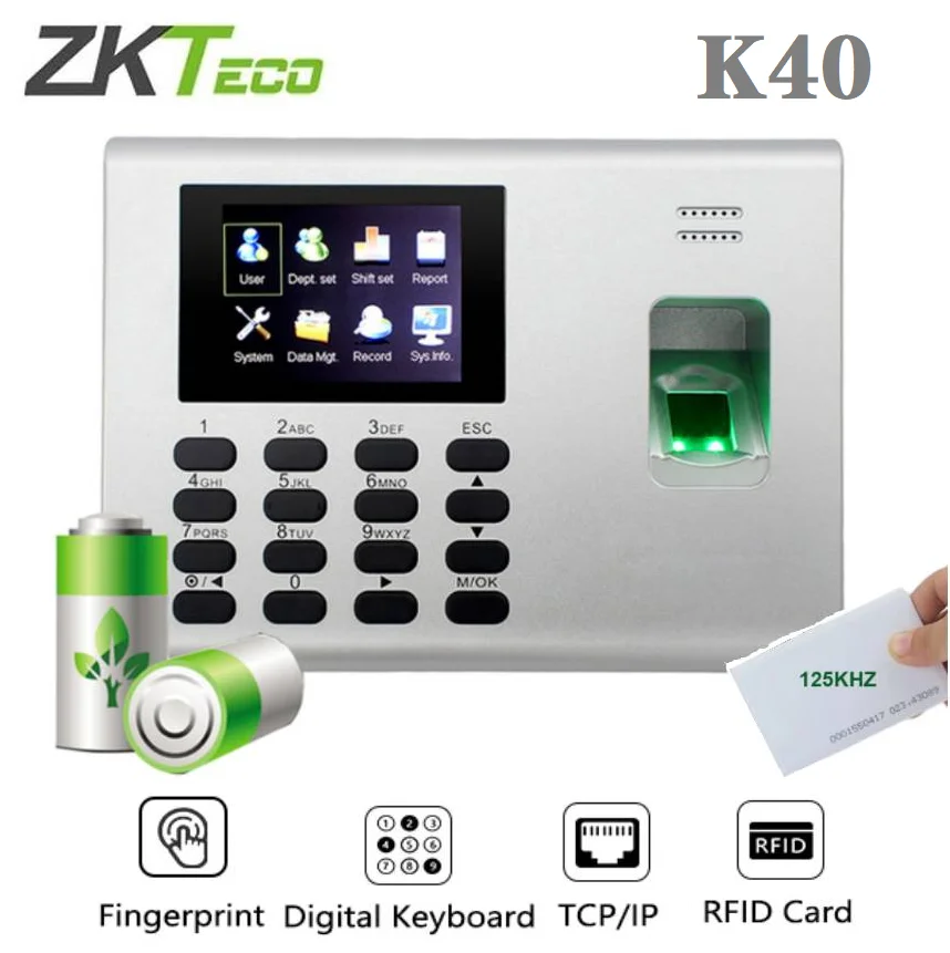 ZKTeco K40 USB Biometric Fingerprint Time Attendance System Built-in Battery Attendance System Employers Recording Working Hour