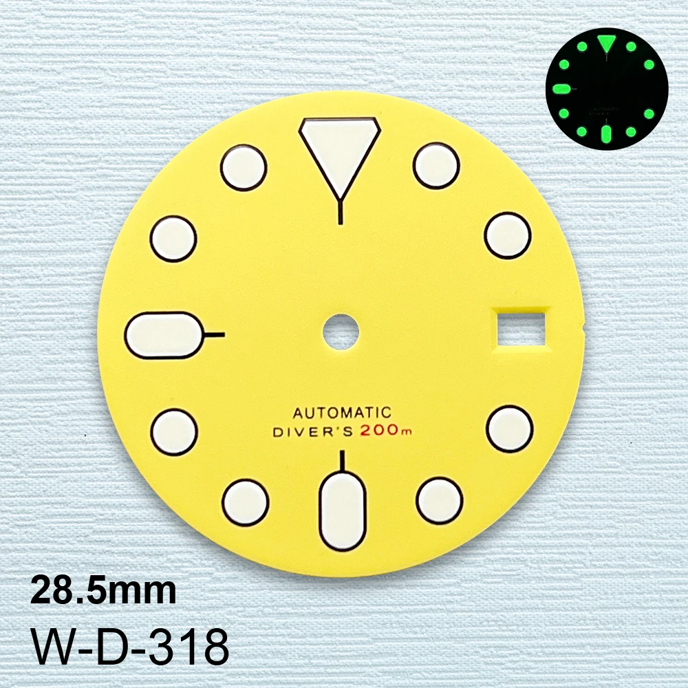 28.5mm logotipo s skx007 dial fit nh36/4r36 movimento verde luminoso fosco/sunray dial acessórios de modificação de relógio