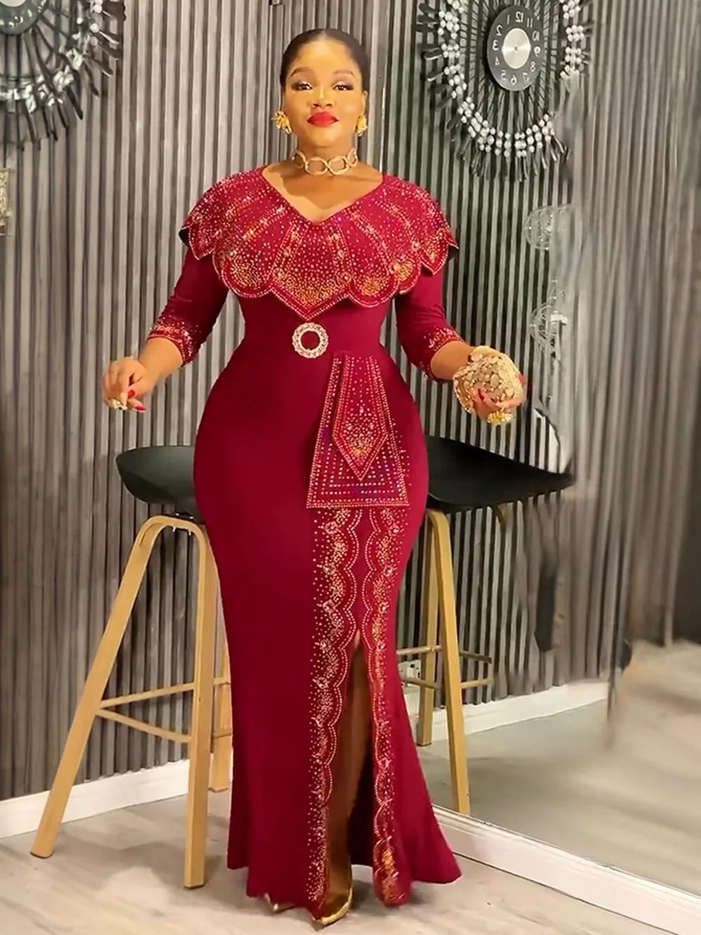 

2025 Plus Size African Party Dresses for Women New Fashion Dashiki Ankara Wedding Evening Gown Elegant Muslim Maxi Dress