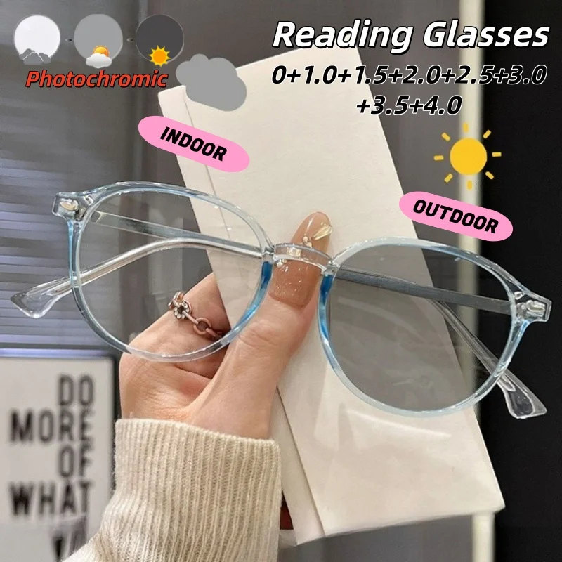 

Ultra-light Photochromic Anti-blue Light Presbyopic Glasses Fashionable Korean-style Outdoor Sports UV Resistant Eyeglasses