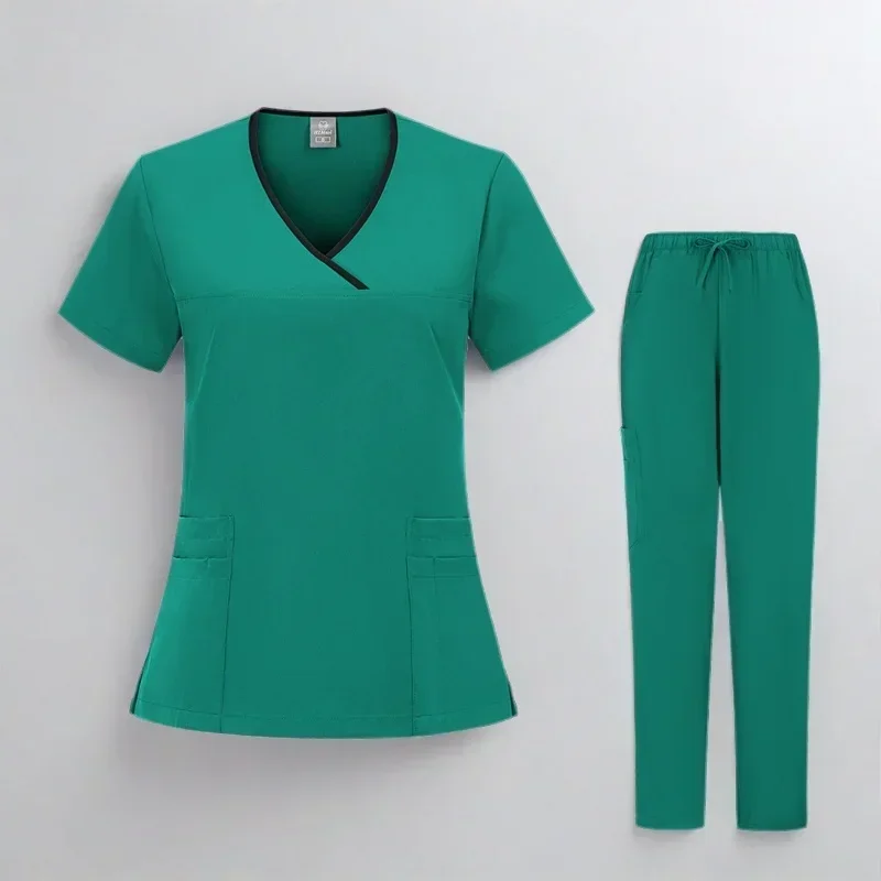 Uniformes quirúrgicos para mujer, conjunto exfoliante médico para enfermera, salón de belleza, ropa de trabajo, top, pantalones, Spa, médico, traje clínico de enfermería