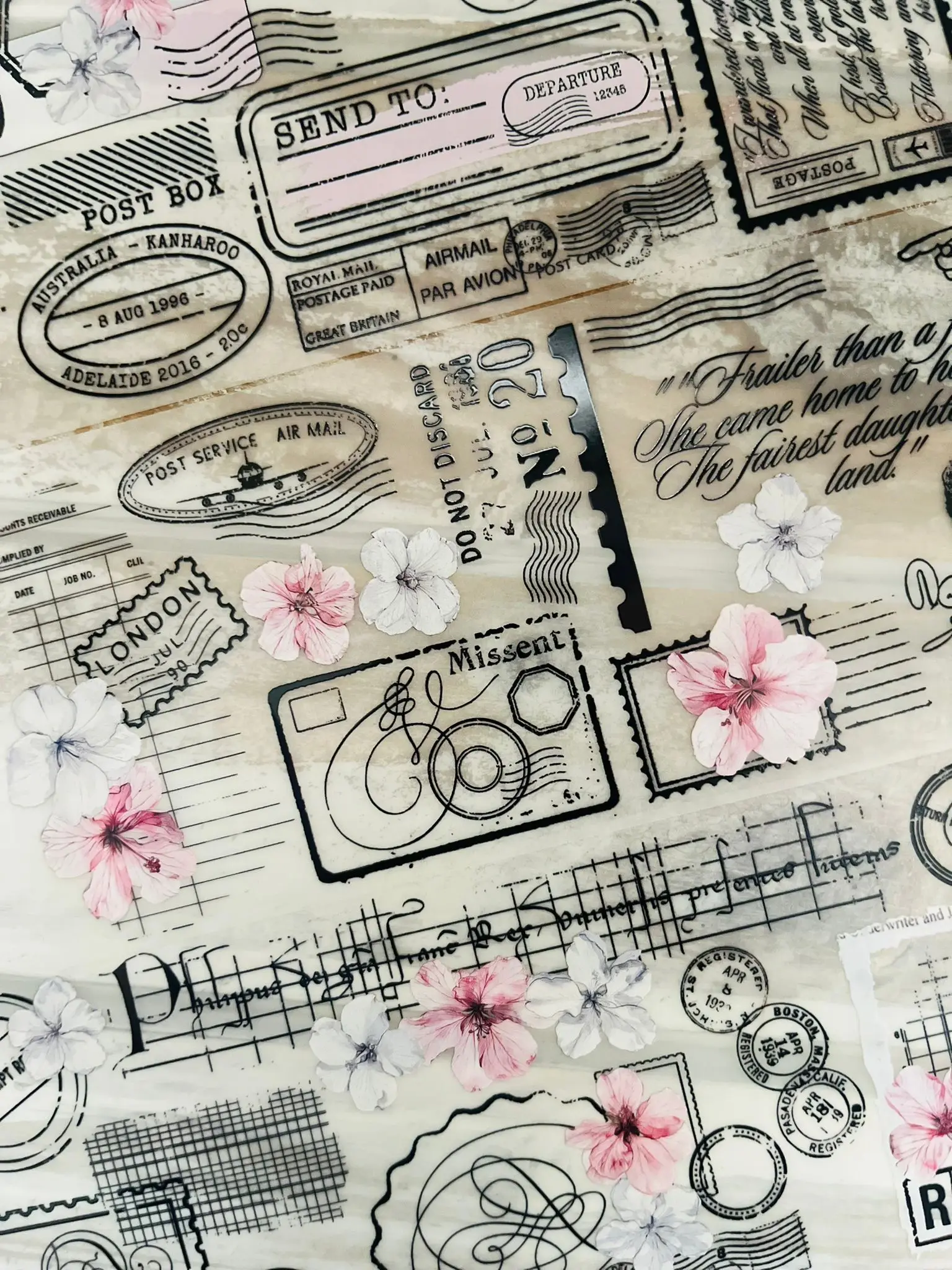 SCS Studio Vintage Pink Silver Voyage Washi PET Tape for Card Making Decoration DIY Scrapbooking Plan Stickers