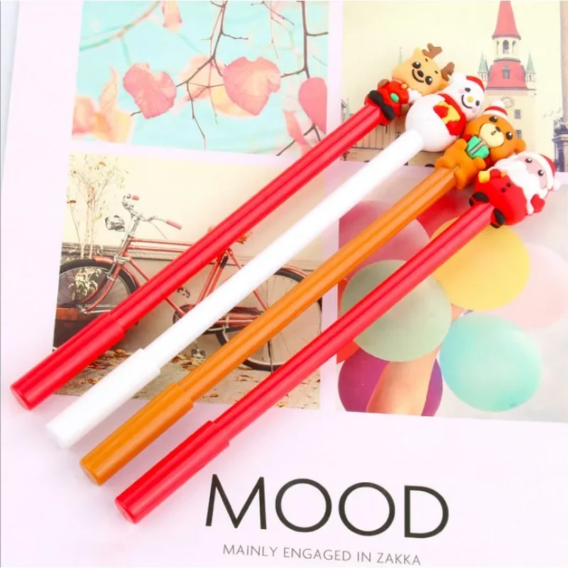 24Pcs Christmas creative cartoon snowman elk bear styling gender-neutral pen, cute student office stationery