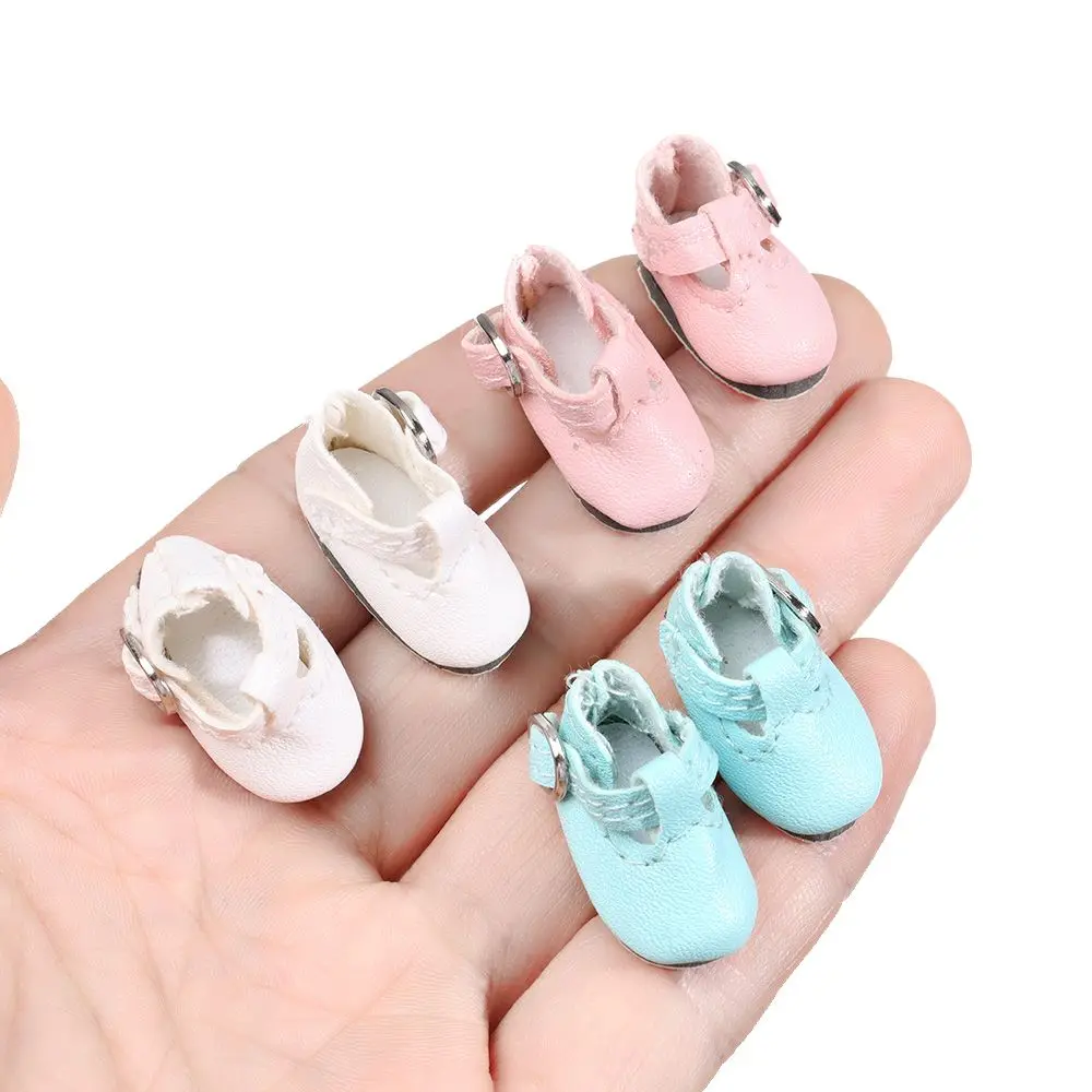 1 Pair Fashion Multicolor Doll Shoes PU Leather Cute Solid Shoes Fit 1/6 Scale Dolls Change Clothes Game Accessories 2.8*1.2cm