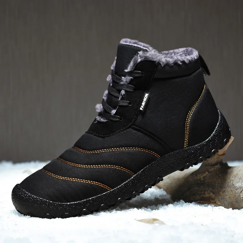 Stivali da neve invernali per adulti per uomo donna scarpe da trekking stringate da esterno sneakers calde in peluche stivaletti in cotone casual uomo taglia grande 48