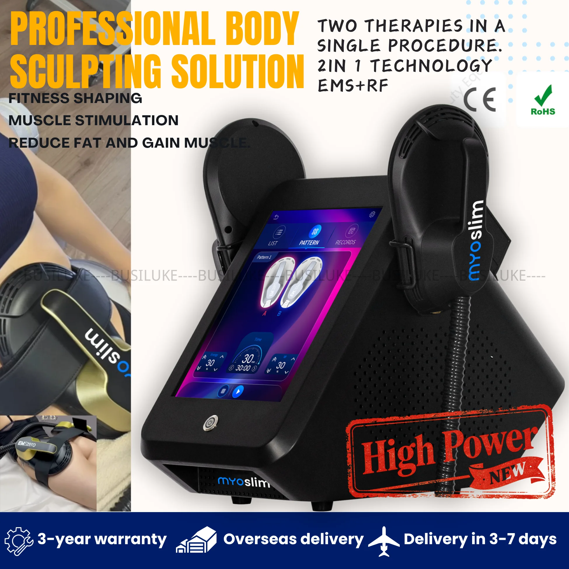 MYOSLIM Body Slim Sculpt Muscle Stimulate Fat Removel 6500W Eletric Machine Hi-emt RF Weight Lose Portable Electromagnetic