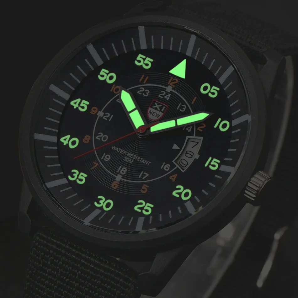 Military Mens Quartz Watch Black Dial Date Luxury Sport Wrist Watch