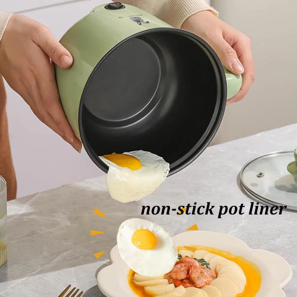 Mini fogão elétrico antiaderente, panela de cozimento doméstico, única camada dupla, vaporizador de aço inoxidável, panela quente, 110V, 220V, 1.8L