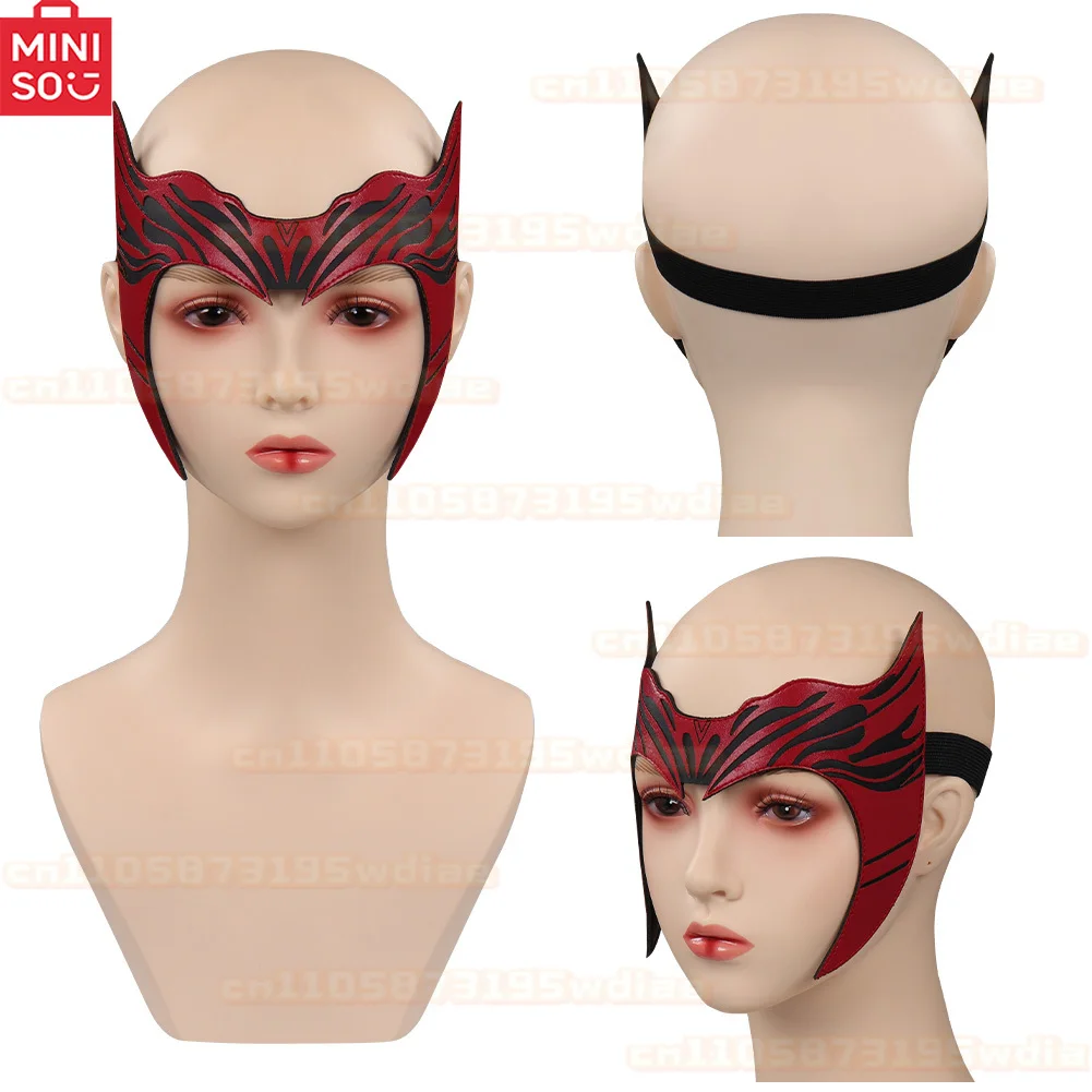 مينيسو القرمزي الساحرة تأثيري أقنعة الخيال النساء أقنعة خوذة حفلة تنكرية هالوين زي اكسسوارات الدعائم القبعات