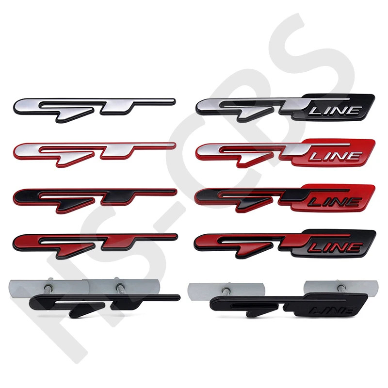 

Metal GT LINE Car Front Grille Emblem GTline Rear Trunk Badge GT Stickers for K2 K3 K4 K5 Naimo Trackster Ceed Forte Sportage R