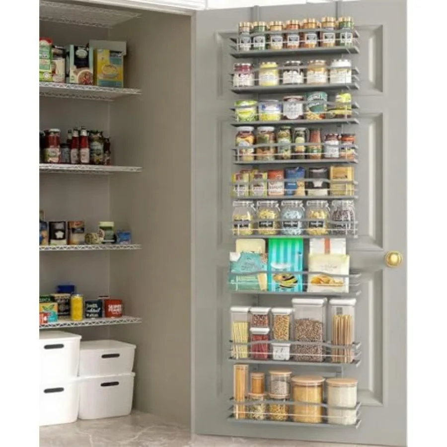 

9-Tier Over The Door Pantry Organizer, Pantry Organization and Storage, Hanging Basket Wall Spice Rack Seasoning Shelves