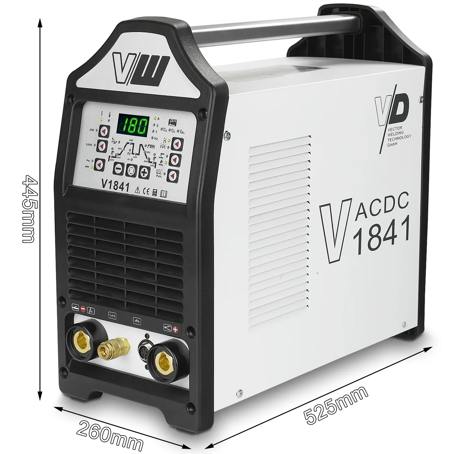 

Vector V1841 Высококачественный сварочный аппарат ACDC TIG для алюминия TIG MMA Pulse 4in1 Новый вентилятор с охлаждением дуговой тока 10-180A 395x180x375 мм