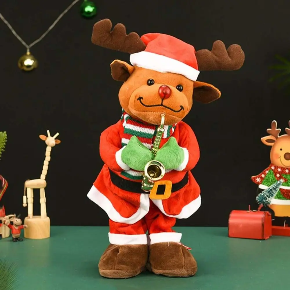 خاص سانتا كلوز عيد الميلاد ثلج الأيائل مضحك الكهربائية 35 سنتيمتر الحلي الرقص الغناء محشوة اللعب الهدايا #3