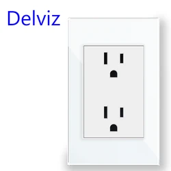 Delviz US Standard Power Outlet, AC 110V~250V, 120mm*72mm Toughening Crystal Glass Panel, America Electric plug 15A Wall Socket