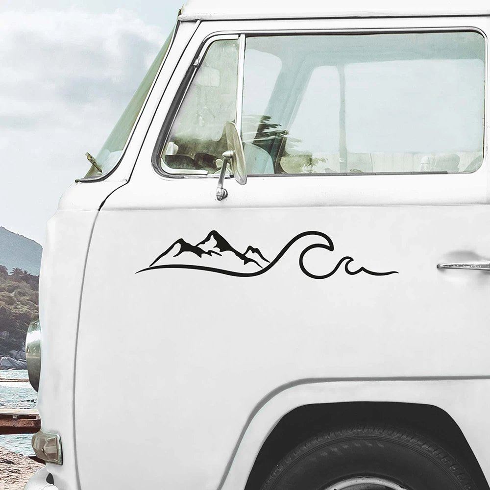 

Mountain Waves Car Styling Stickers RV Adventure Camper Decals Vinyl Bumper Windows Decoration