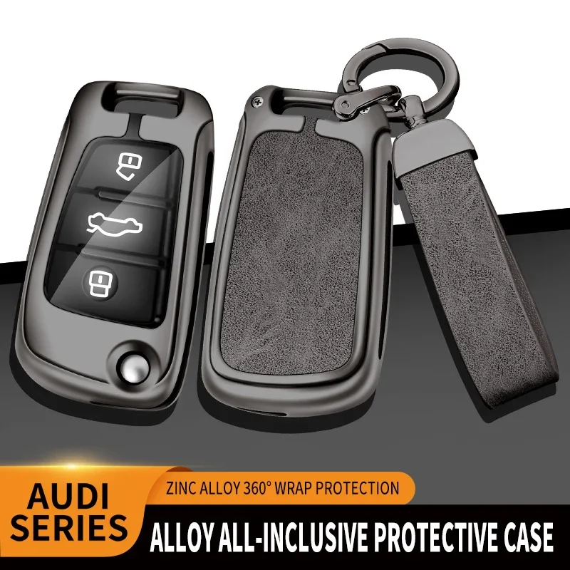 

Zinc Alloy Leather Car Key Cover Case for Audi A3 8L 8P A4 B6 B7 B8 A6 C5 C6 4F RS3 Q3 Q7 TT 8L 8V S3 Key Fob Shell Accessories