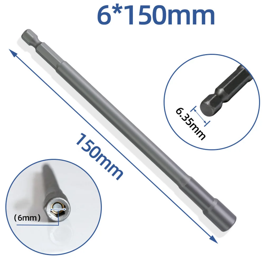 

150mm Long 6mm-19mm Hexagon Nut Driver Drill Bit Socket Wrench Extension Sleeve Taladros Parafusadeira Ferramentas