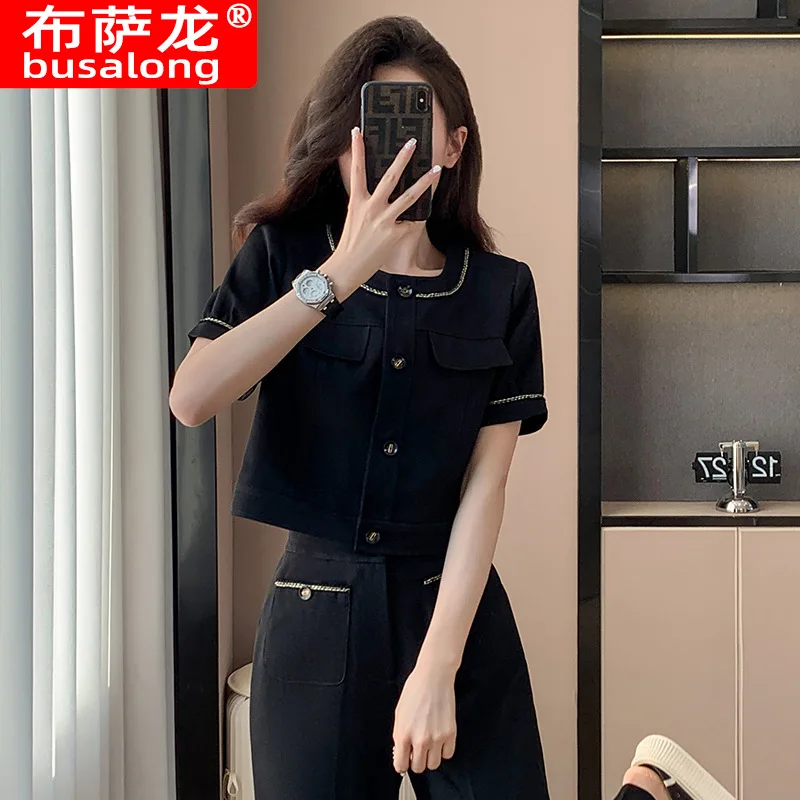 Fashionable Stylish Small Short Suit Coat for Women2024Spring and Summer New Elegant Single-Breasted Short Sleeve Suit