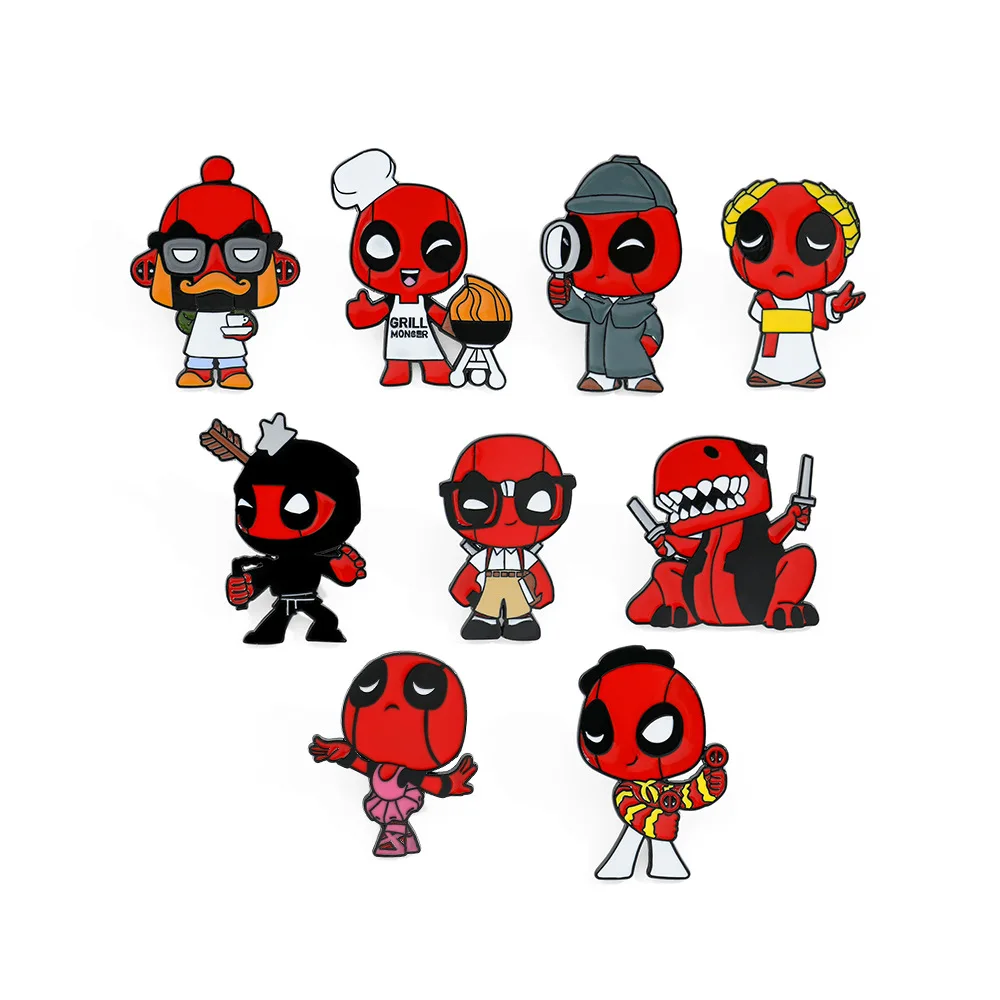 Disney Marvel Deadpool Brooch Cartoon Iron Man Spider-Man Action Anime Figure Cute Backpack Clothing Pin Ornaments Children Gift