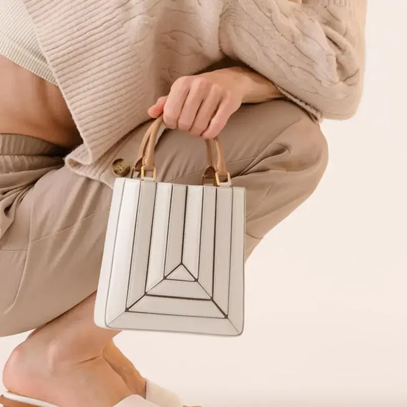 

New Fashion Small Square Bags Women Shoulder Bags New Texture Niche Splicing Rainbow Korean Style Leisure Outdoor Handheld Bags