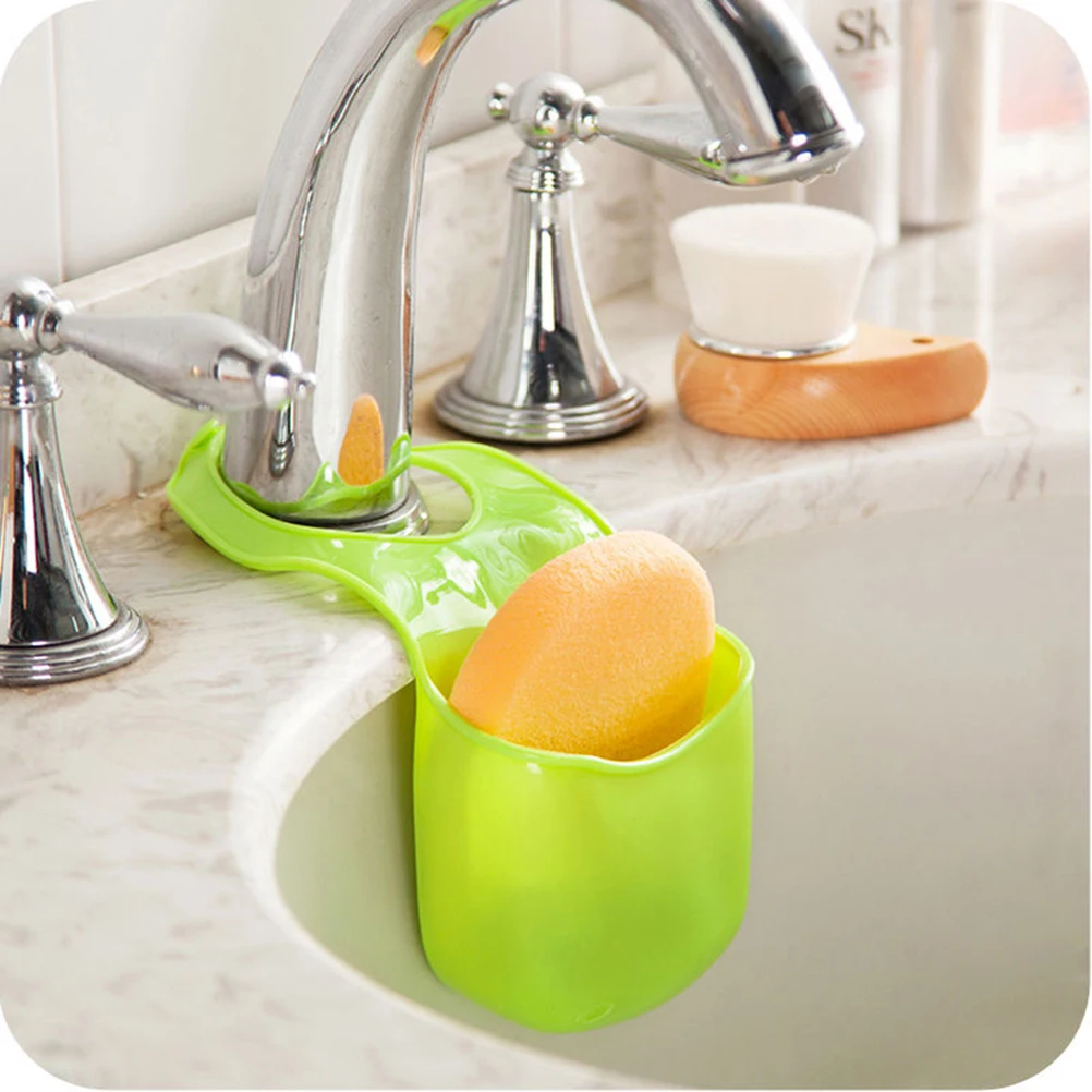 

2 шт., сливная корзина из ПВХ, раковина для ванной комнаты, губка для хранения, держатель для скруббера, кран, легко подвесная прочная полка, органайзер, кухонный бар