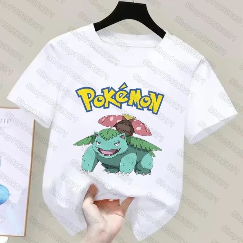Cut Summer New Pikachu/ Charizard/Mewtwo/Venusaur Print Children's Kids T-Shirt Boys and Girls Aldult Children's Clothing Tops view 5