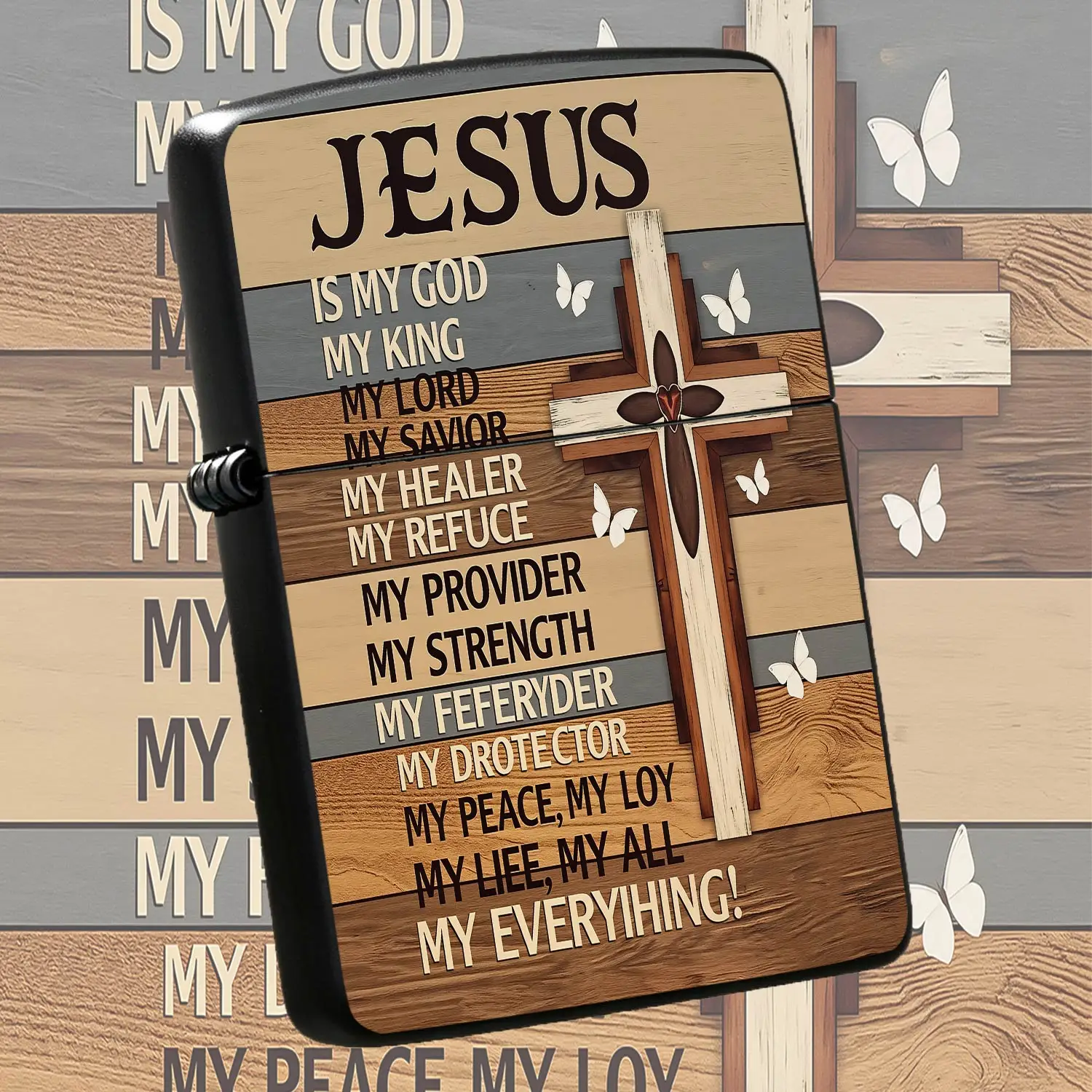 Christian Inspirational Jesus Cross Themed Pocket Accessory, Retro Wooden Style Decorative Piece With Sincere Faith Quotes, Delicateaccent For Daily Carrying, Thoughtful Gift For Devout Believers, Family And Friends On A Humorous And Intere