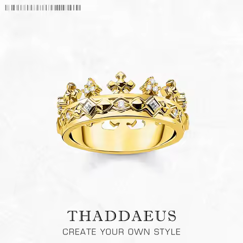 Ring Crown Gold Europe Style Fine Jewelry For Women Summer Brand New Pure 925 Sterling Silver Classic Gift