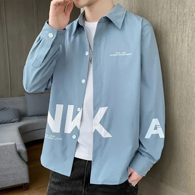 

Male Shirts with Print Graphic Printed White Men's Shirt Long Sleeve Casual Normal Sleeves Xxl Trendyol Tops Fashion Man 2024 I