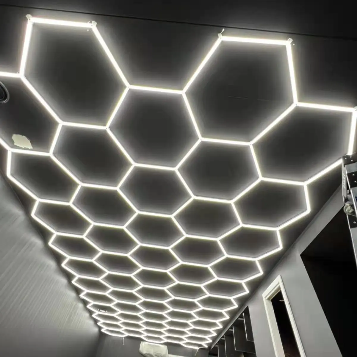 5*12M Hot Sale Honeycomb Car Detailing Ceiling Light Hexagon Garage Workshop Light Wholesale