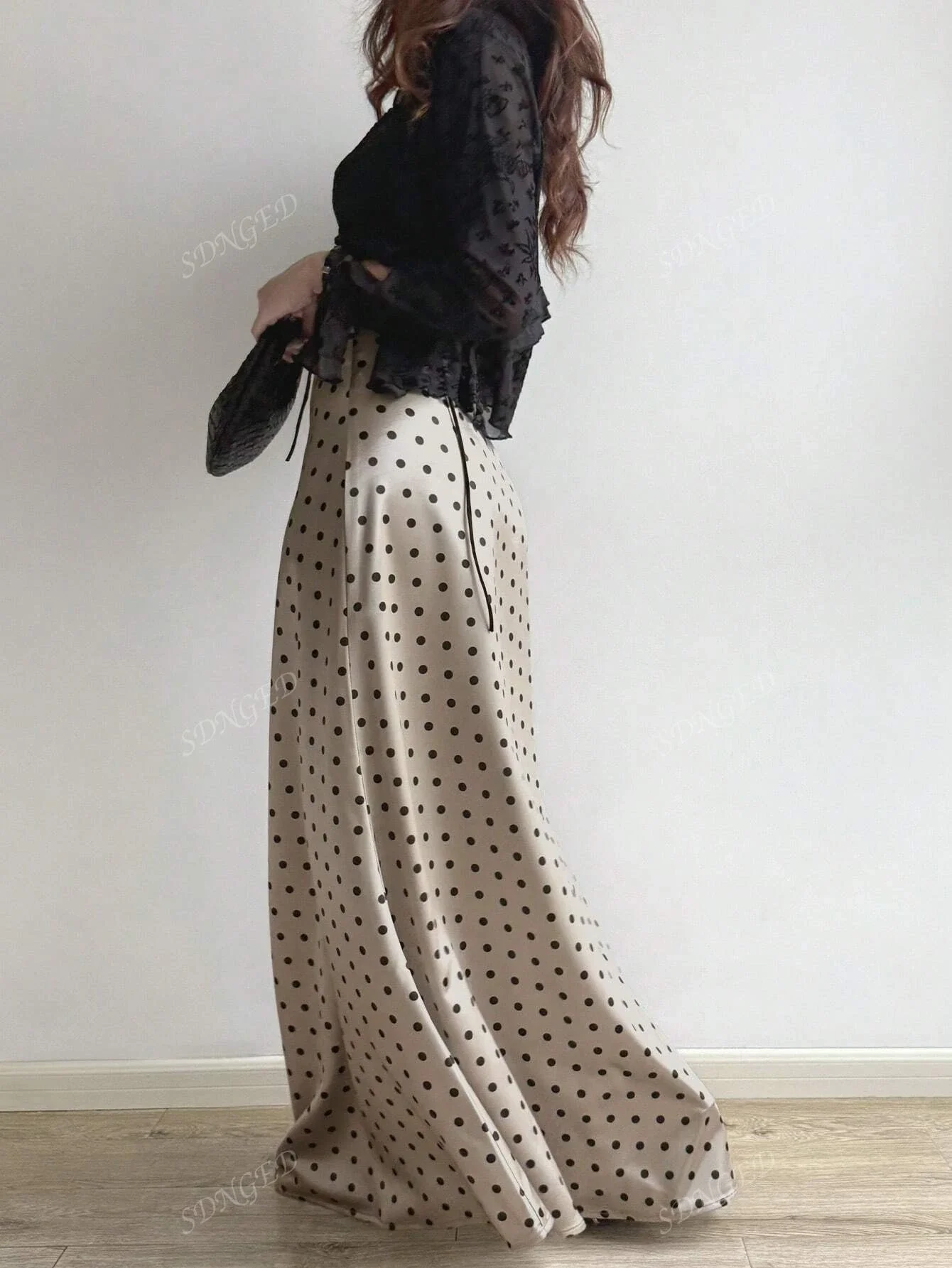 2025年新作 ハイウエスト 水玉模様 ハーフスカート エレガント ストレートカット ボディコン 冬 ミディアム丈 Aラインスカート レディース