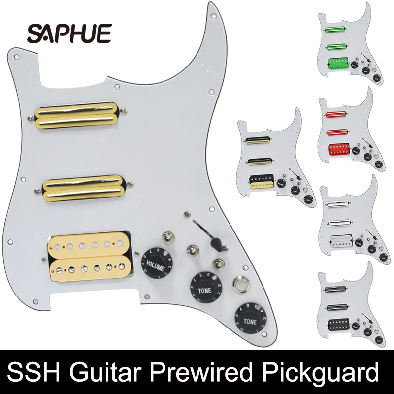 Left/Right Hand ST Guitar SSH Coil Splitting Prewired Pickguard Two Mini Humbucker + One Humbucker(9K/9K/15K)+Silence Switch