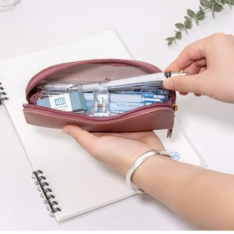 96GE بو الجلود مقلمة حقيبة أقلام رصاص عملية سعة كبيرة القلم الحقيبة حقيبة أقلام الجمالية القلم حقيبة قلم رصاص المنظمون #1