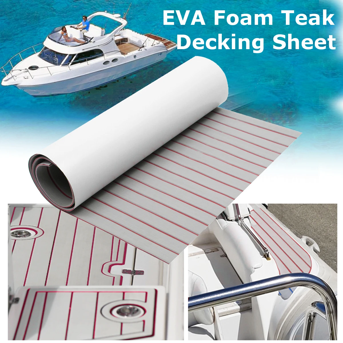 2400x600x6mm Self Adhesive EVA Foam Boat Yacht Marine Flooring Faux Teak Decking Sheet Pad Car Truck Floor Mat Gray