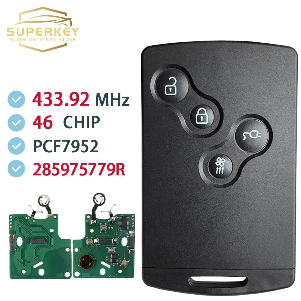 

Умный ключ-карта SUPERKEY Hands Free для автомобилей Renault Zoe, Megane III, Fluence, Laguna III, Scenic 2009-2015 годов, 433 МГц, PCF7952A