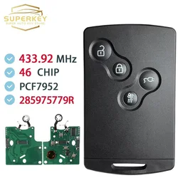 SUPERKEY Dla 2009-2015 Renault Zoe Megane III Fluence Laguna III Scenic 433MHz PCF7952A Zestaw głośnomówiący Karta inteligentna bezkluczykowa Kluczyk samochodowy