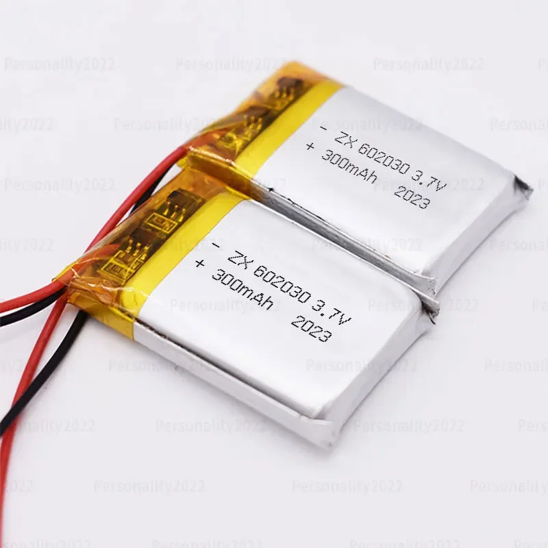 602030 Bateria litowa 300 mAh 3,7 V 2 litowo-jonowe akumulatory polimerowe do zestawu słuchawkowego Bluetooth Głośnik Monitor Samowyzwalacz