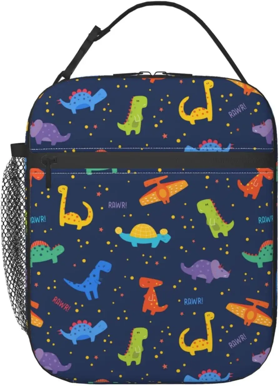 

Colorful Dinosaur for Boy Totes Lunch Bag Portable Insulated Lunch Box Back To School Picnic Office Travel