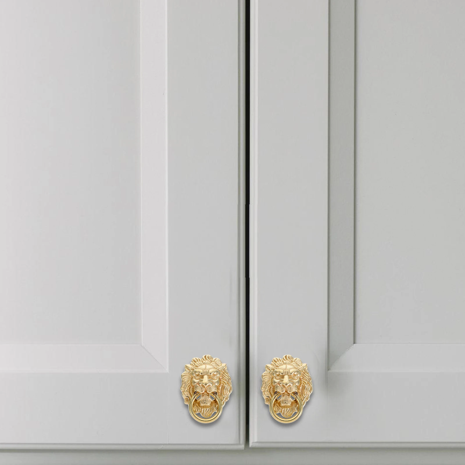 

2pcs Brass Cabinet Handles Chinese Style Lion Head Door Knob Pulls Vintage Decorative Hardware For Home Furniture