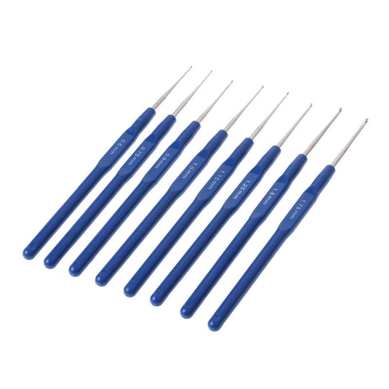 8pcs Metal Knitting Needles Crochet Hooks Kits With Ergonomic Grips 0.6-1.75mm