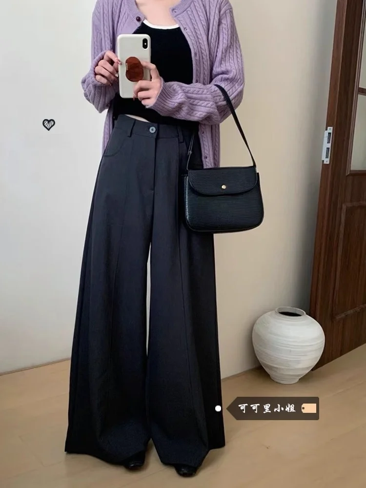 

High Waist Draped Wide Leg Pants Casual Suit Style Fashionable Summer 2026 Women's Clothing Chic Trendy Long Trousers