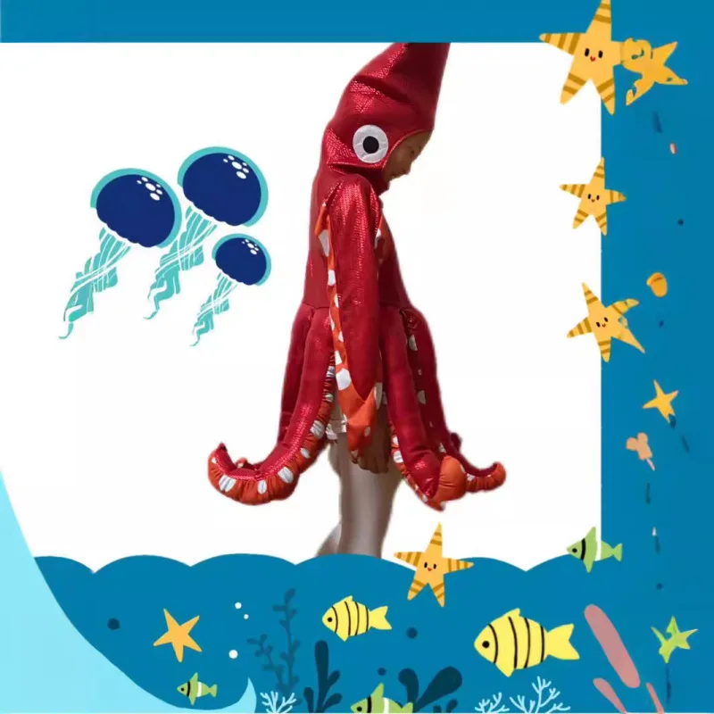 

Super Cute International Children's Day Party Play Clothes Children Play Cuttlefish One-piece Clothes Funny Spoof Cos Clothes