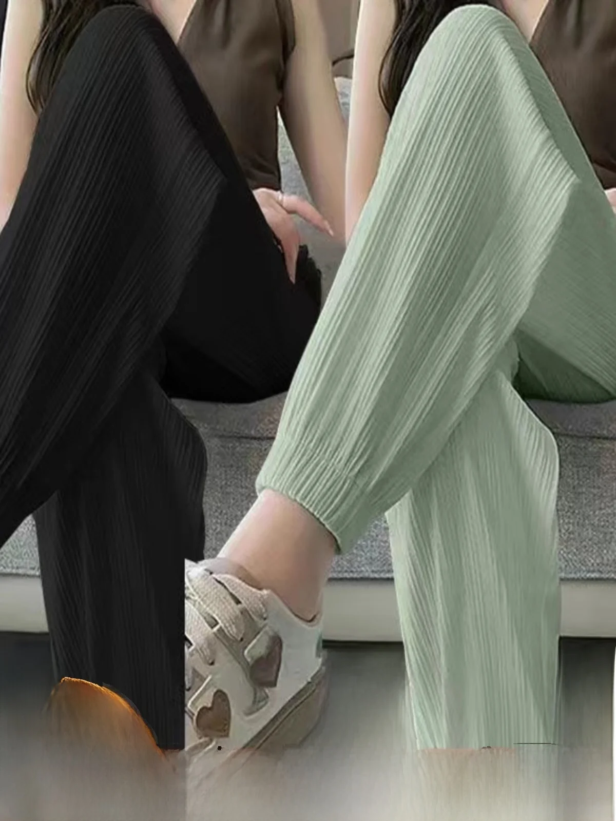 

Women's Ice Silk Sports Pants Summer Thin High Waist Loose Drapey Cuffed Casual Lantern Pants Single Two-Piece Set Thin Model
