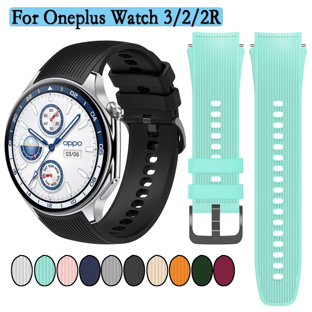 

For OPPO Watch X2/X Silicone Watchband For Oneplus watch 2R/2/3 Strap With No Gap Wristband With Surface Texture