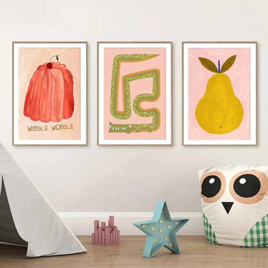 ليوبارد الدب التمساح أوزة الكمثرى اليقطين الرسم على لوحات القماش الجدارية الشمال المشارك والمطبوعات جدار صور الطفل غرفة الاطفال ديكور #3