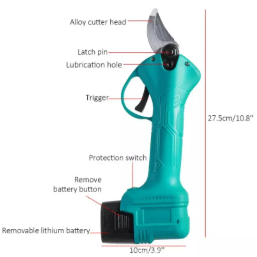 21V Brushless Cordless Electric Shear Pruner with Makita Battery Efficient Garden Scissor Bonsai Pruning Tree Branches Cutter