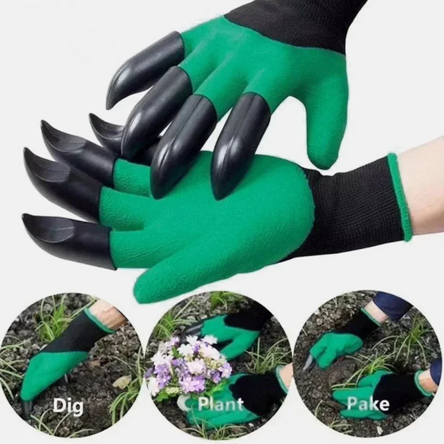 1 par de guantes de jardín con garras, guantes de jardinería con garras para plantar, trabajo de jardinería transpirable para excavar guantes de jardinería